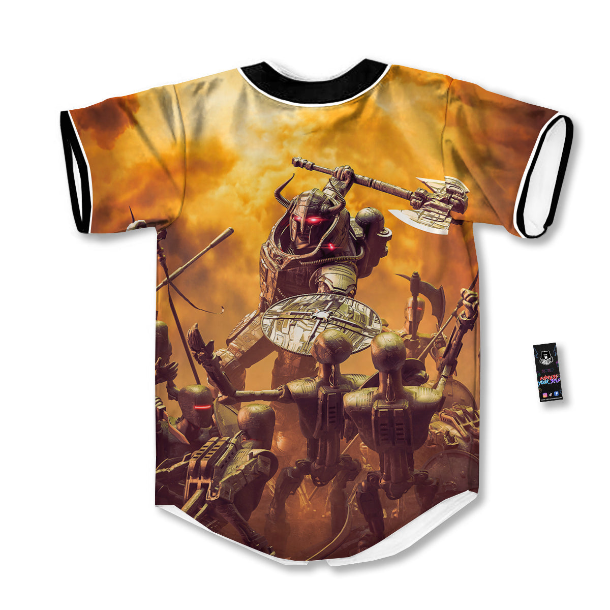 Warrior Viking Machine Print Baseball Jersey-grizzshop