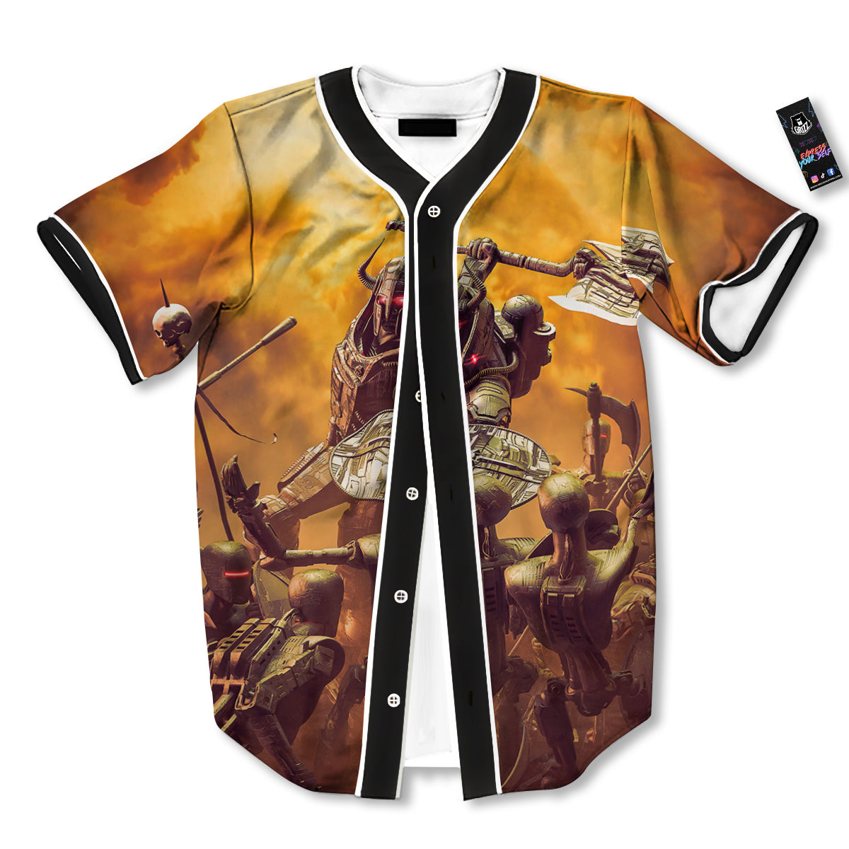 Warrior Viking Machine Print Baseball Jersey-grizzshop