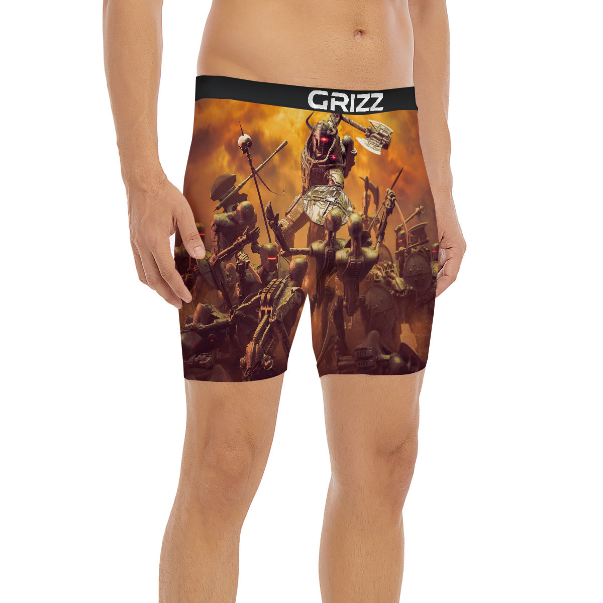 Warrior Viking Machine Print Boxer Briefs-grizzshop