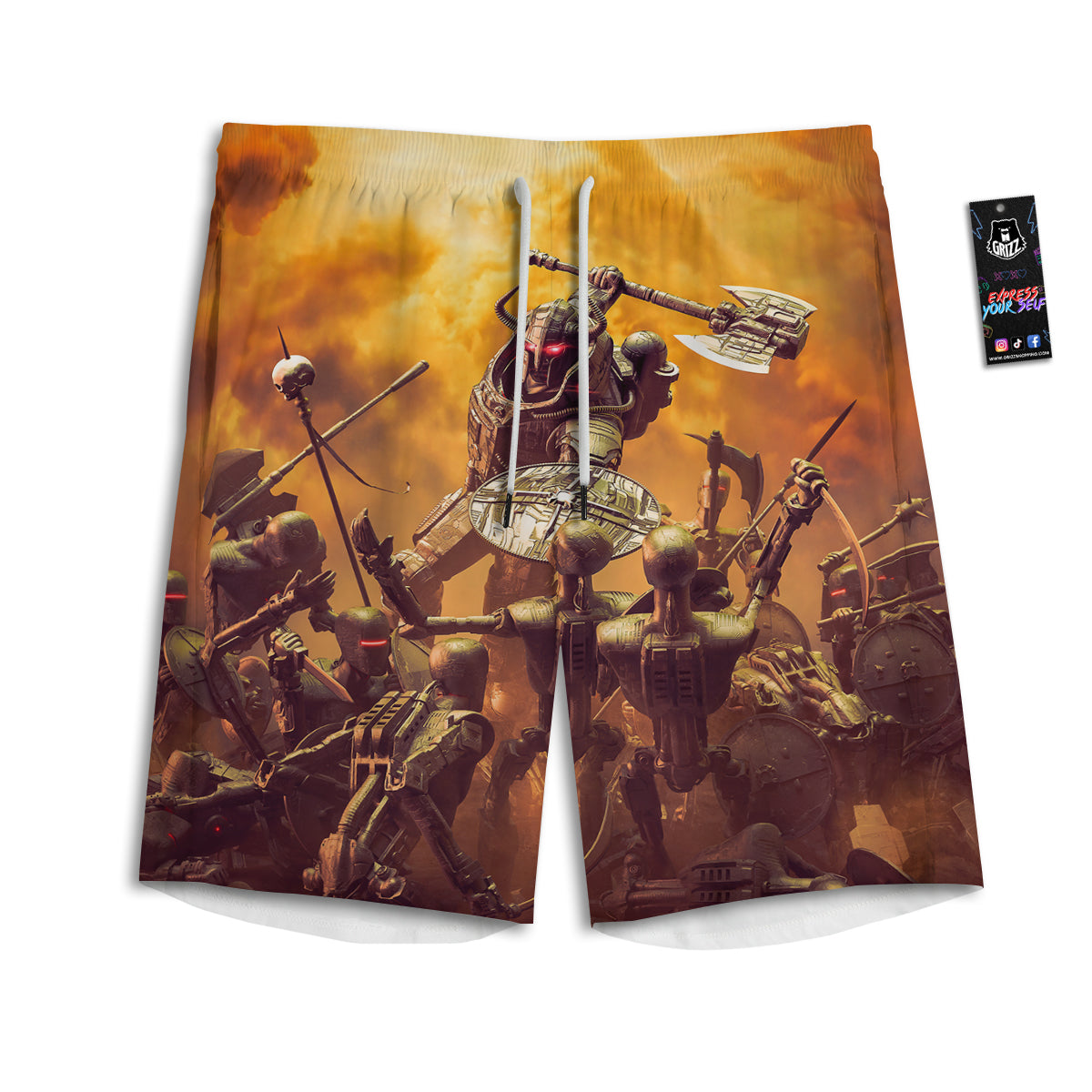 Warrior Viking Machine Print Men's Athletic Shorts