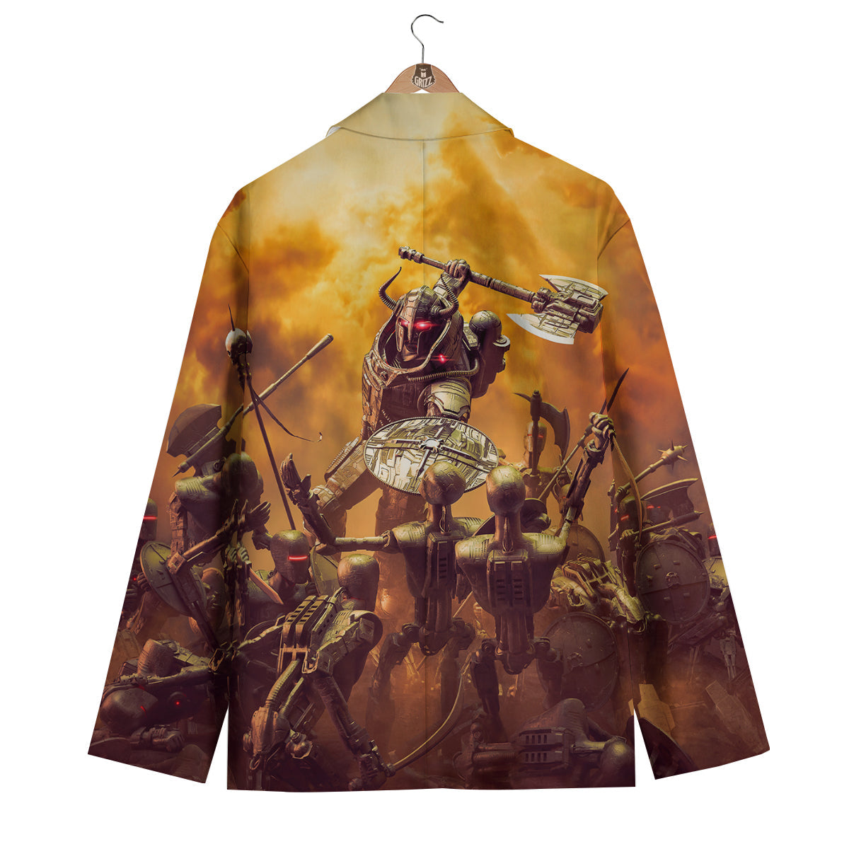 Warrior Viking Machine Print Men's Blazer-grizzshop