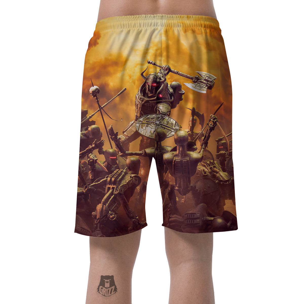 Warrior Viking Machine Print Men's Shorts-grizzshop