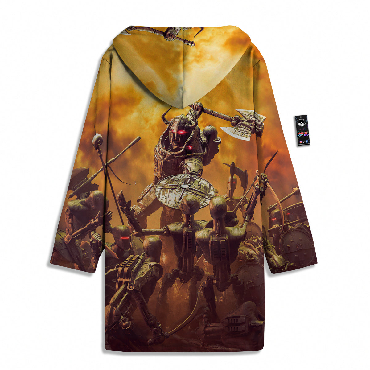 Warrior Viking Machine Print Men's Windbreaker Jacket-grizzshop