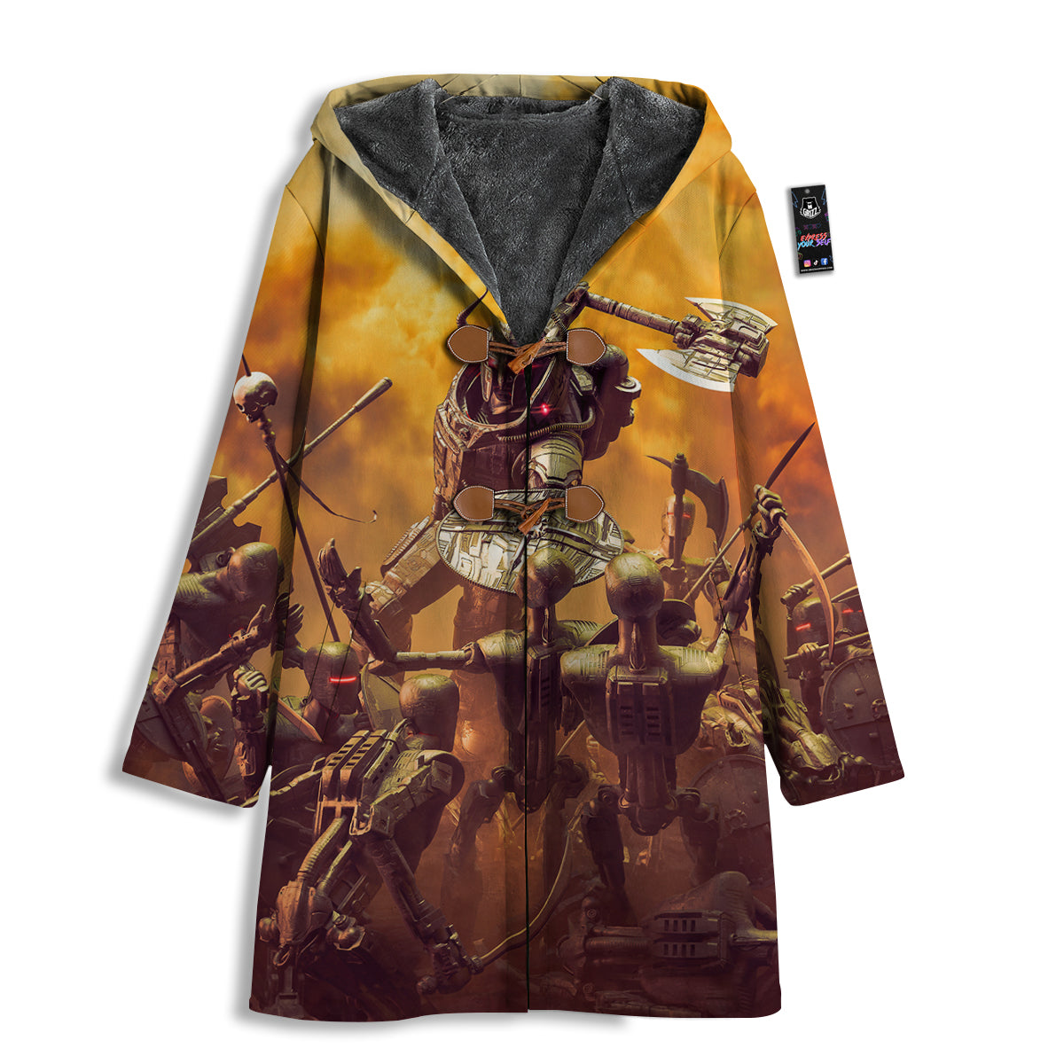 Warrior Viking Machine Print Men's Windbreaker Jacket-grizzshop
