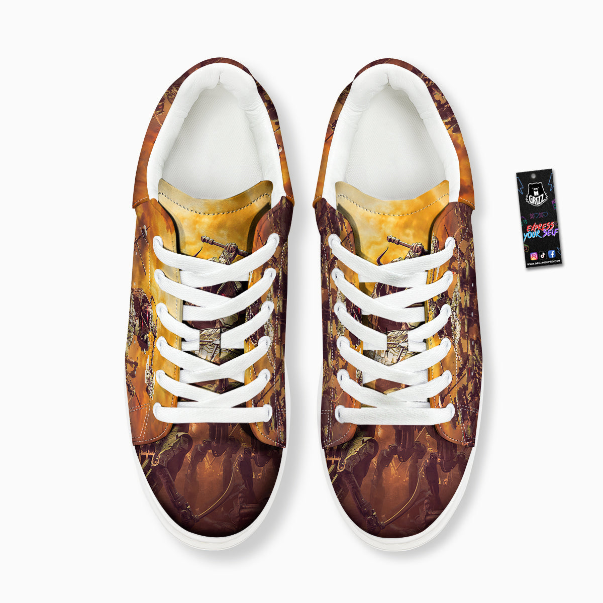 Warrior Viking Machine Print Platform Shoes-grizzshop