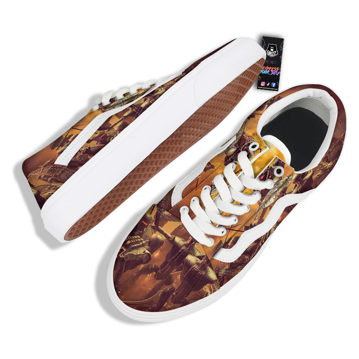 Warrior Viking Machine Print Skate Shoes-grizzshop
