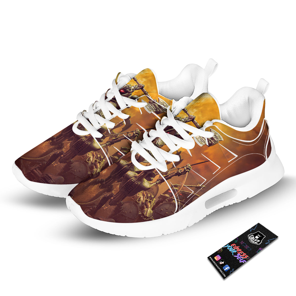Warrior Viking Machine Print Tennis Shoes-grizzshop