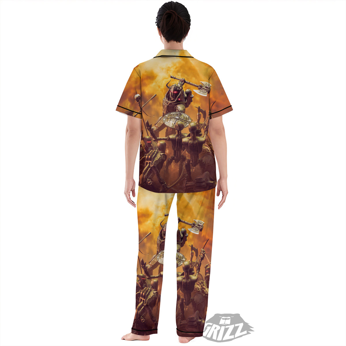 Warrior Viking Machine Print Women's Pajamas Set-grizzshop