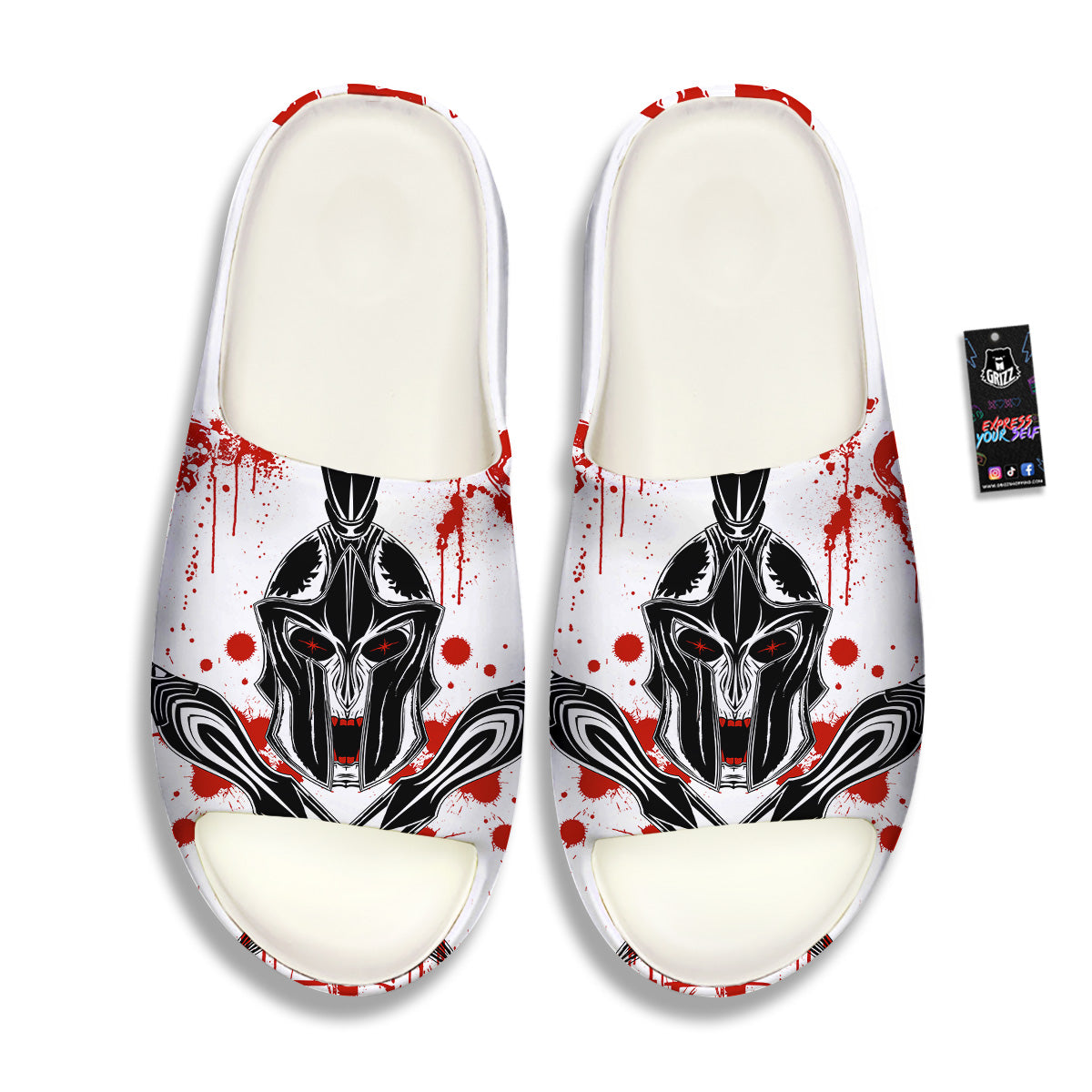 Warrior Bloody Spartan Print Sandals-grizzshop