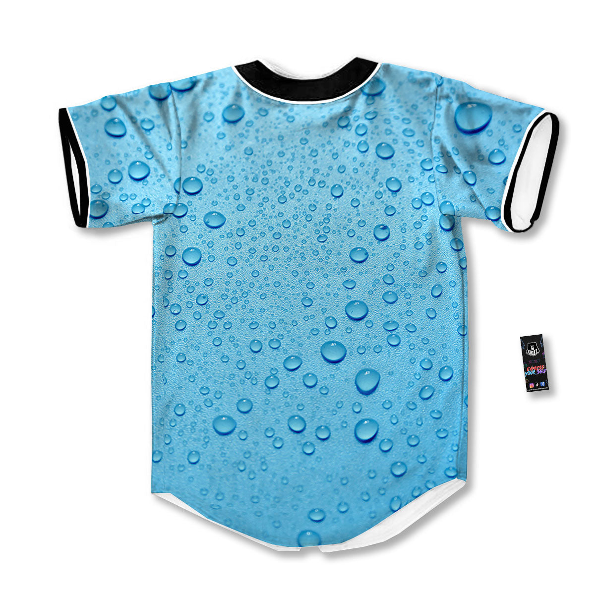 Water Drops Print Baseball Jersey-grizzshop