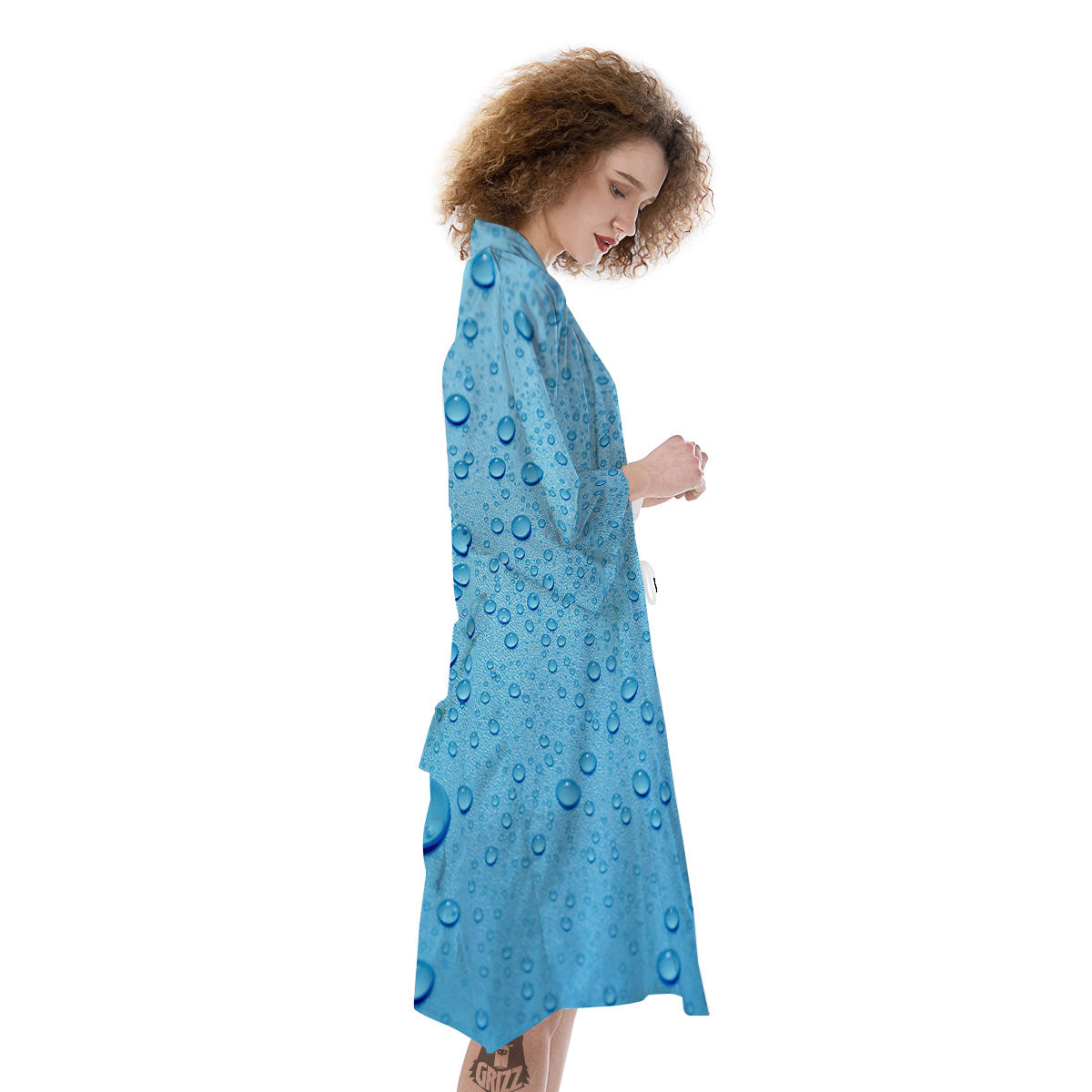Water Drops Print Kimono-grizzshop