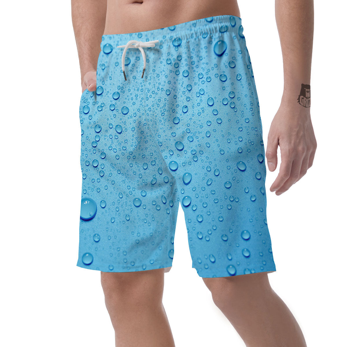 Water Drops Print Men's Shorts-grizzshop