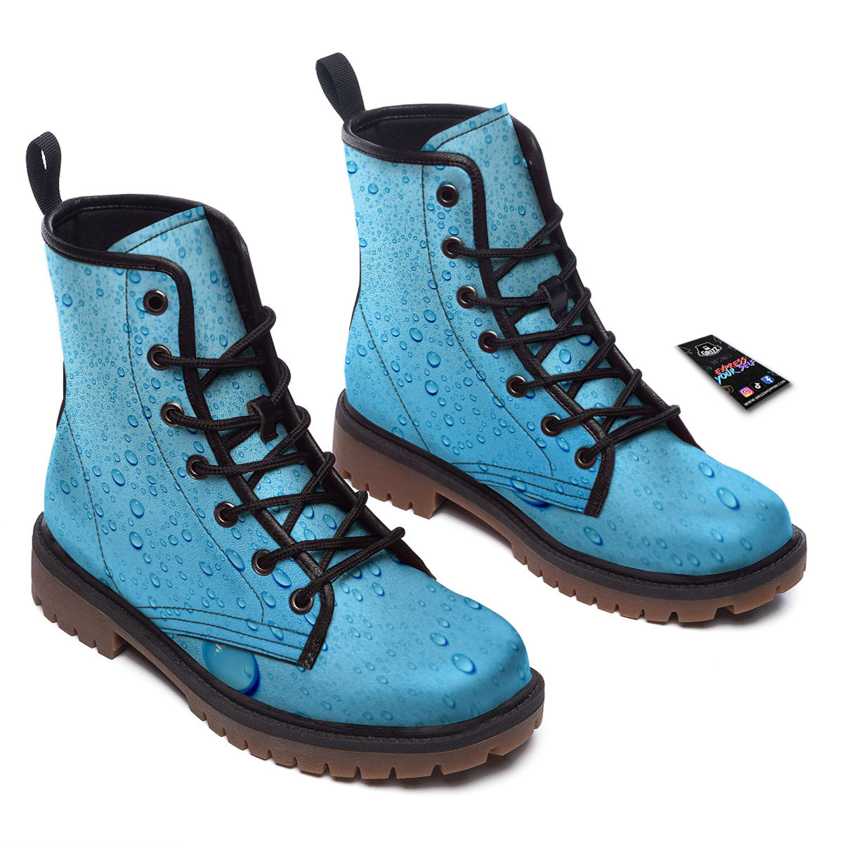 Water Drops Print Work Boots-grizzshop