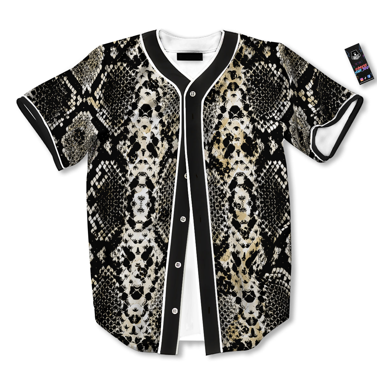 Watercolor Abstract Snake Animal Skin Print Baseball Jersey-grizzshop