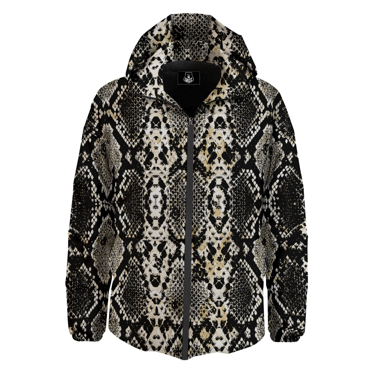 Watercolor Abstract Snake Animal Skin Print Down Jacket-grizzshop