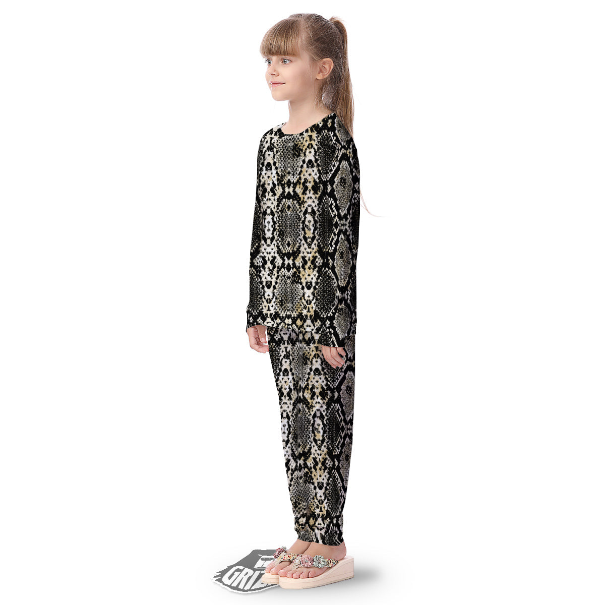 Watercolor Abstract Snake Animal Skin Print Kid's Pajamas-grizzshop