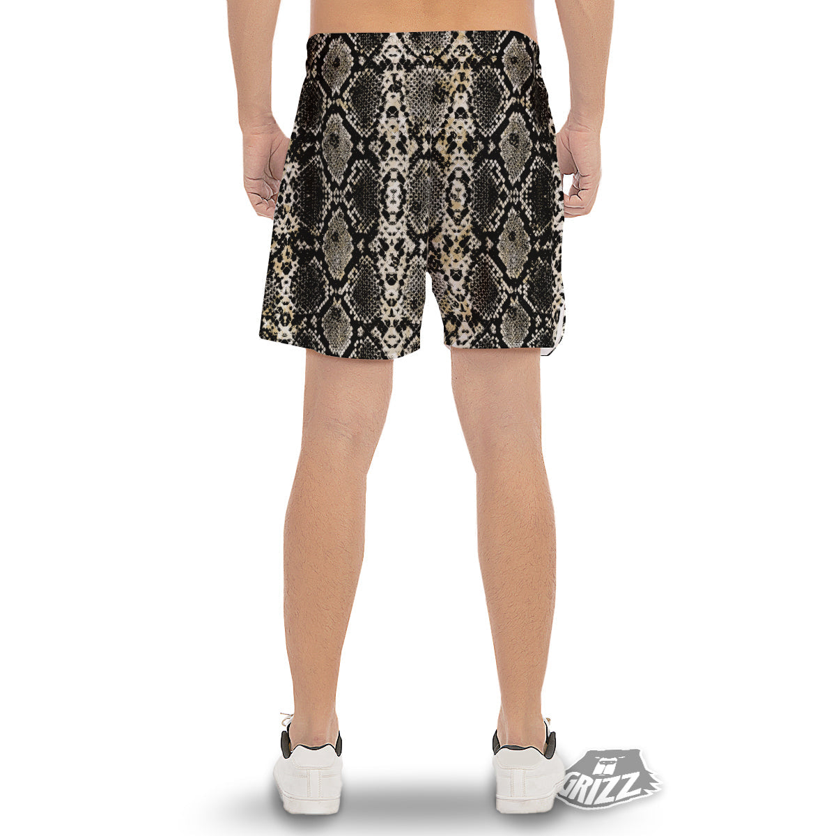 Watercolor Abstract Snake Animal Skin Print Men's Gym Shorts-grizzshop