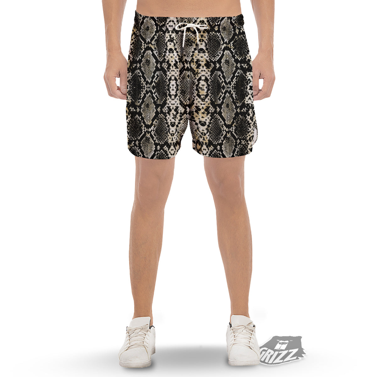 Watercolor Abstract Snake Animal Skin Print Men's Gym Shorts-grizzshop