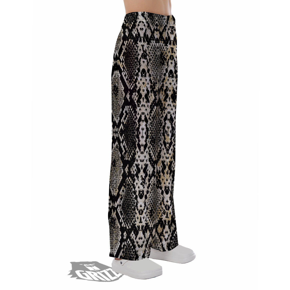 Watercolor Abstract Snake Animal Skin Print Pajama Pants-grizzshop