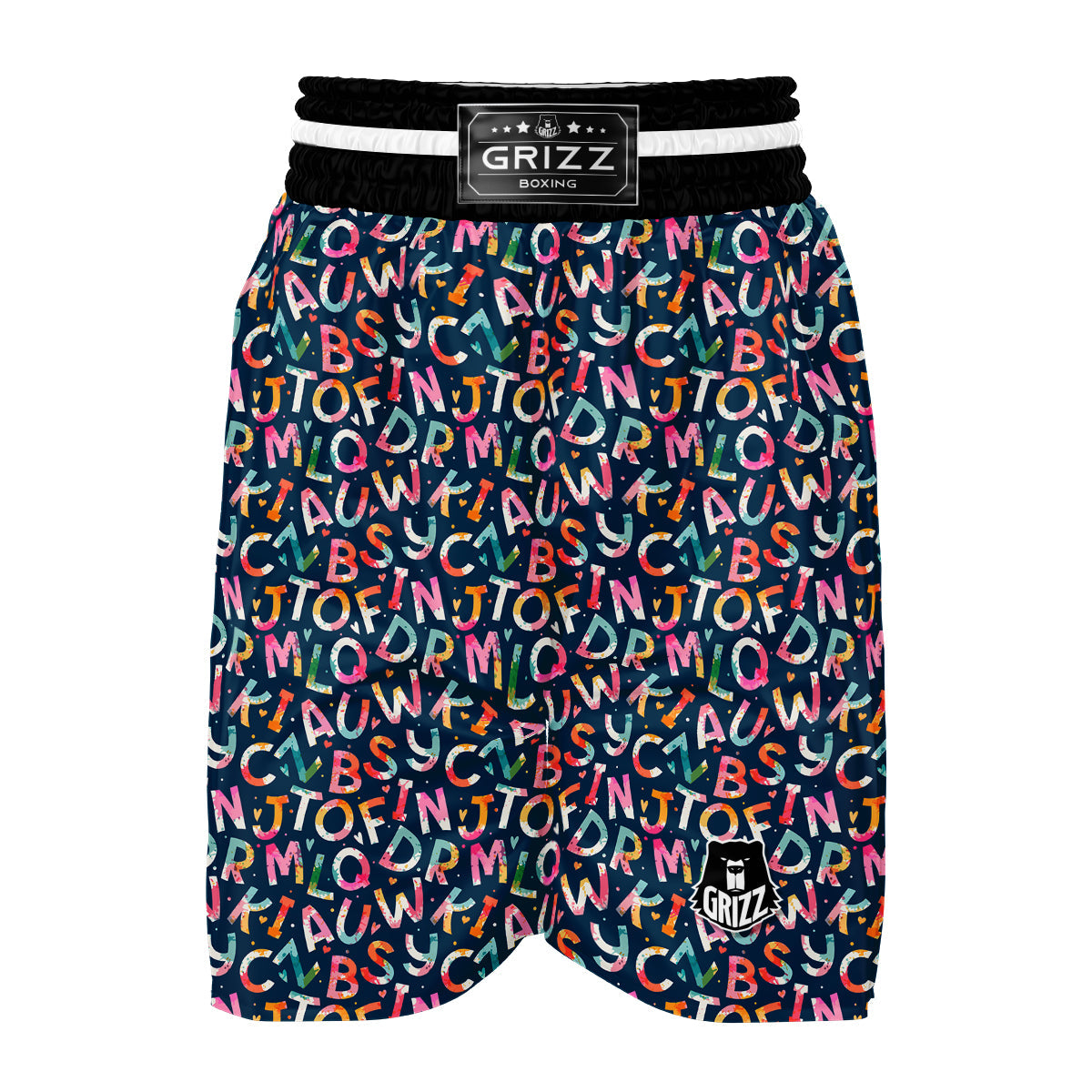 Watercolor Alphabet Print Pattern Boxing Shorts-grizzshop