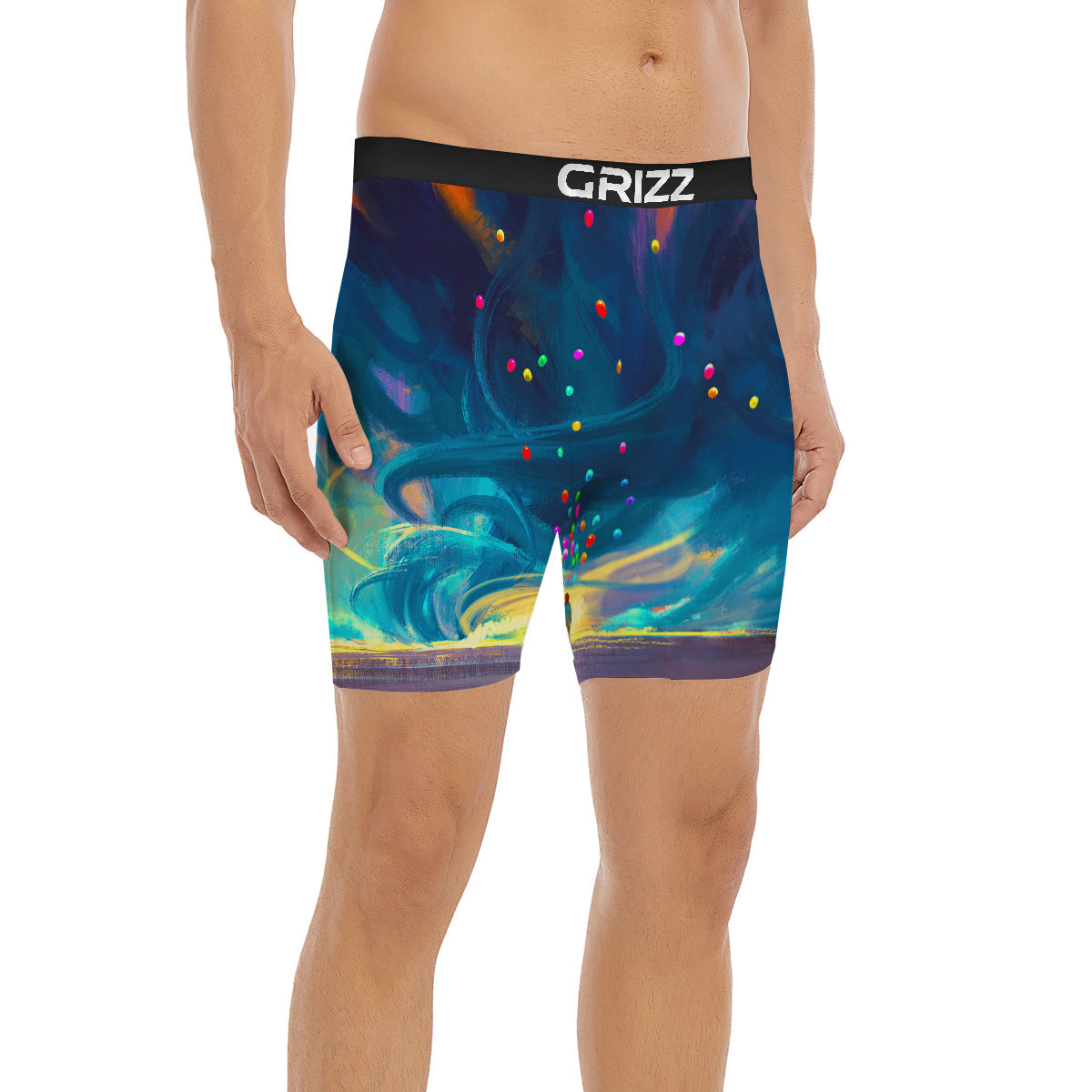 Watercolor Balloons And Storm Print Boxer Briefs-grizzshop