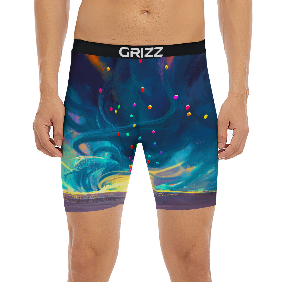 Watercolor Balloons And Storm Print Boxer Briefs-grizzshop