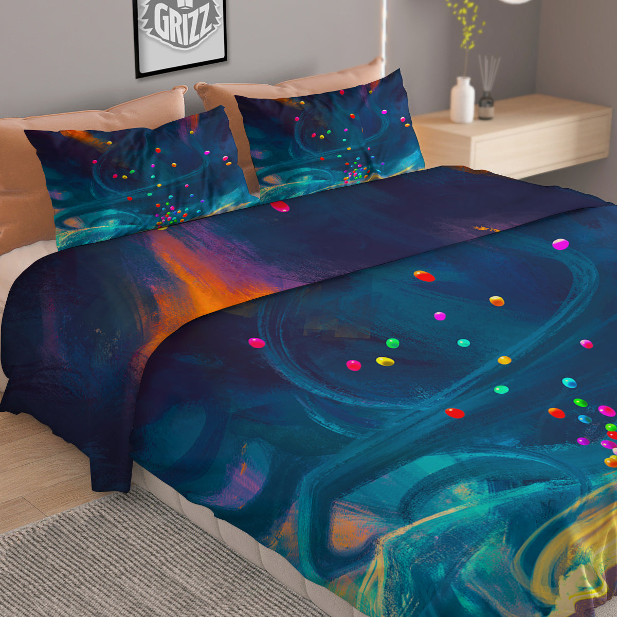 Watercolor Balloons And Storm Print Duvet Cover Bedding Set