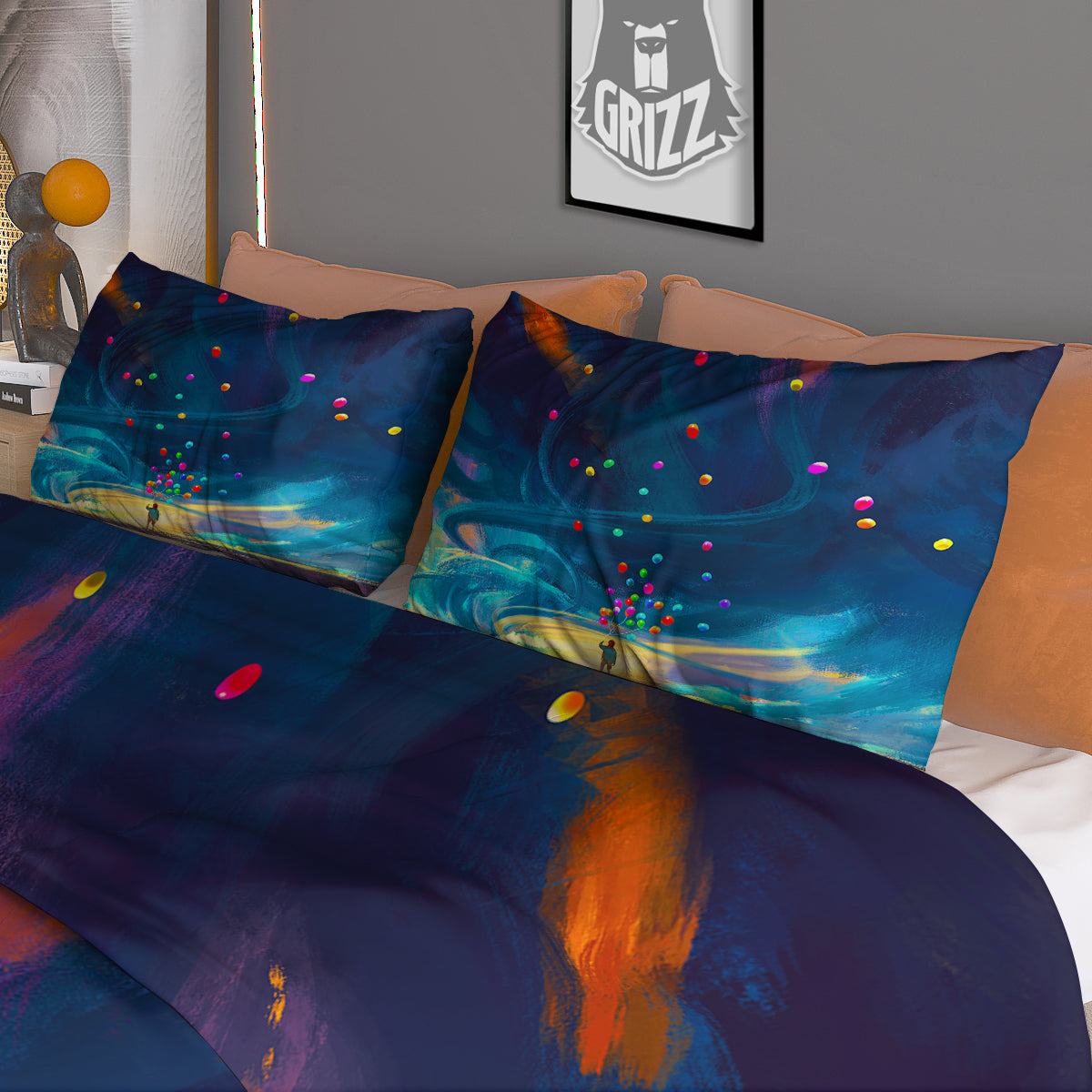 Watercolor Balloons And Storm Print Duvet Cover Bedding Set