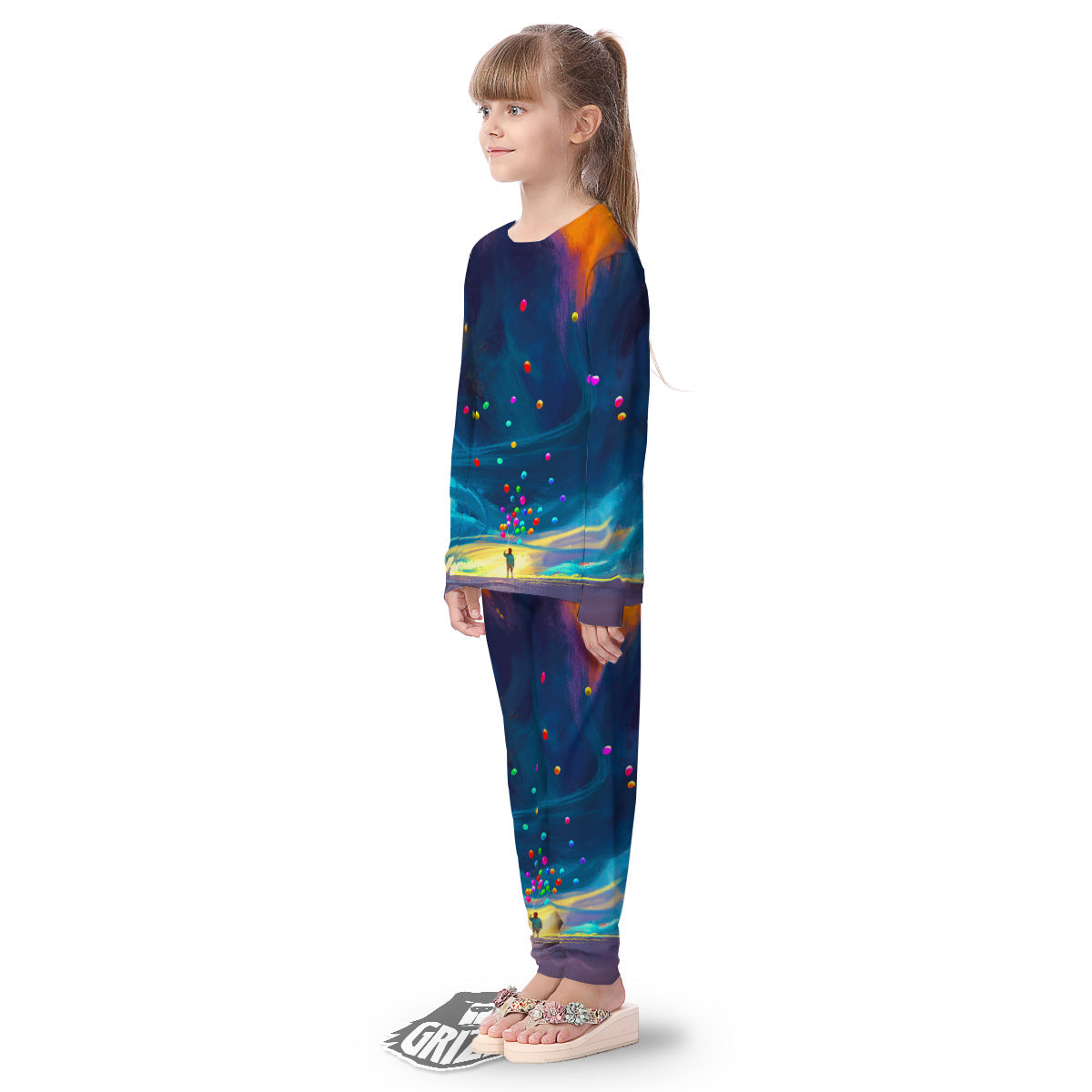 Watercolor Balloons And Storm Print Kid's Pajamas-grizzshop