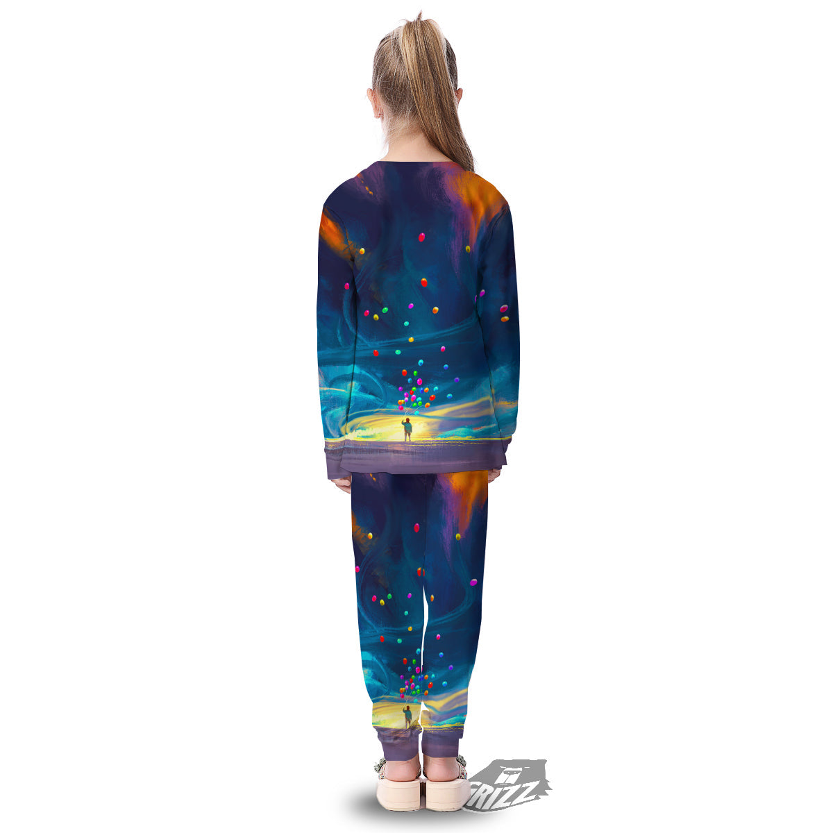 Watercolor Balloons And Storm Print Kid's Pajamas-grizzshop