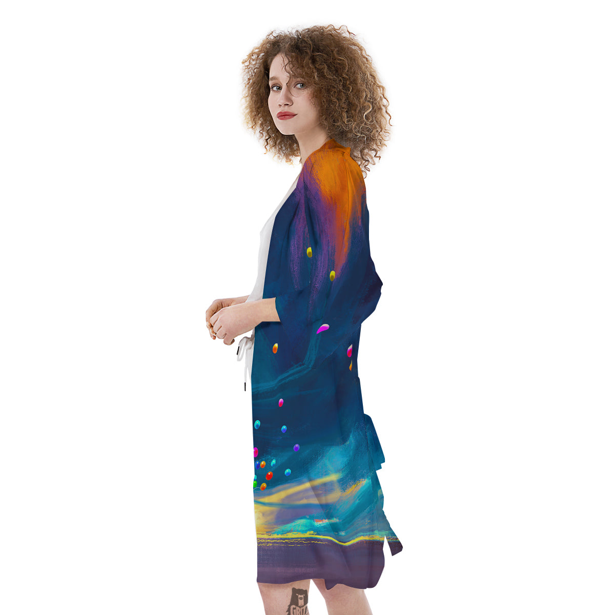 Watercolor Balloons And Storm Print Kimono-grizzshop