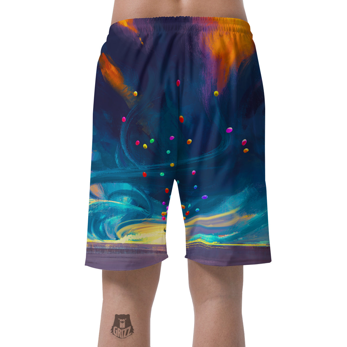 Watercolor Balloons And Storm Print Men's Shorts-grizzshop
