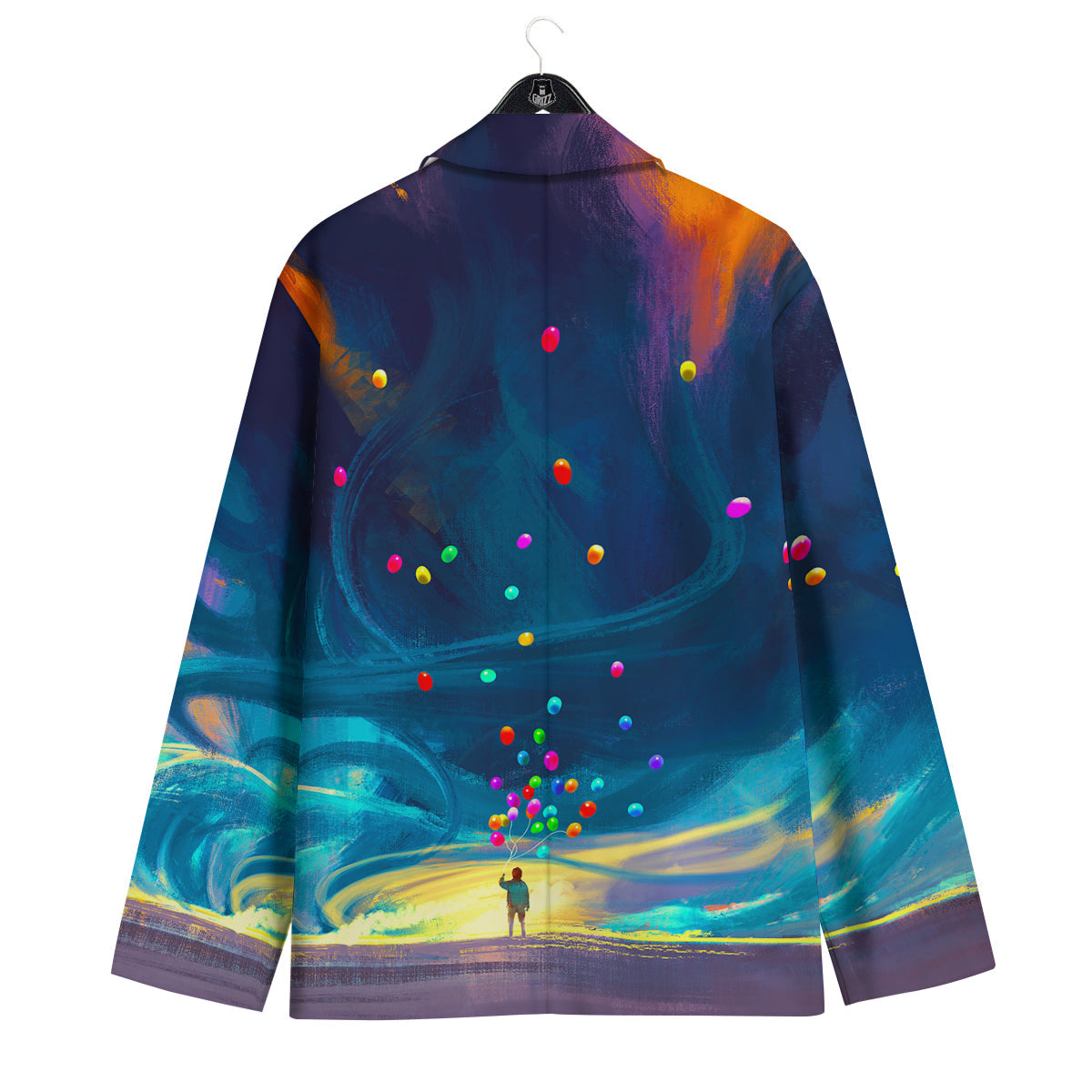 Watercolor Balloons And Storm Print Men's Sport Coat-grizzshop