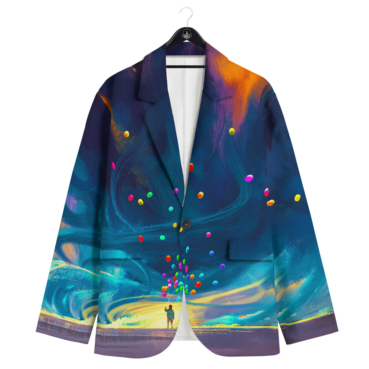 Watercolor Balloons And Storm Print Men's Sport Coat-grizzshop