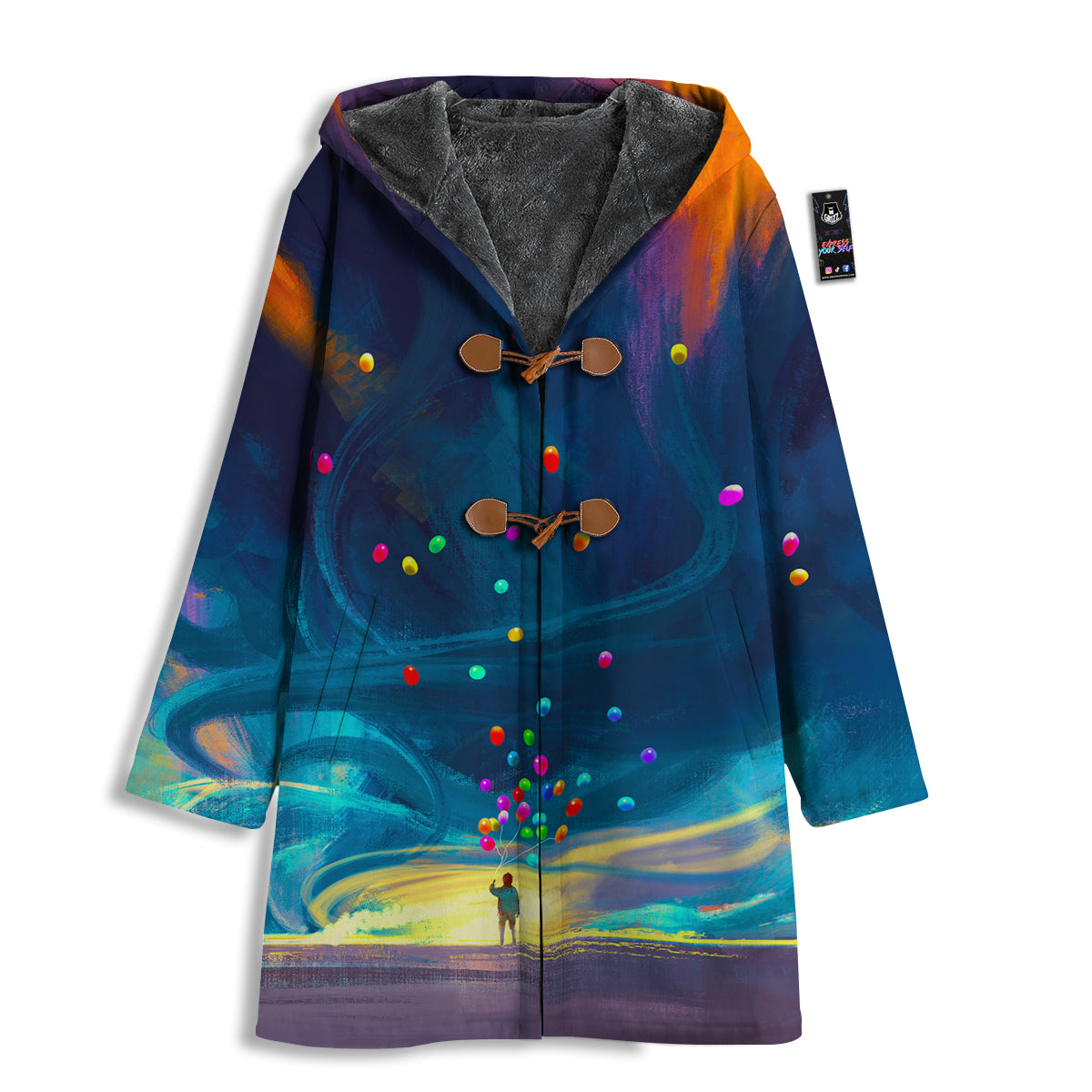 Watercolor Balloons And Storm Print Men's Windbreaker Jacket-grizzshop