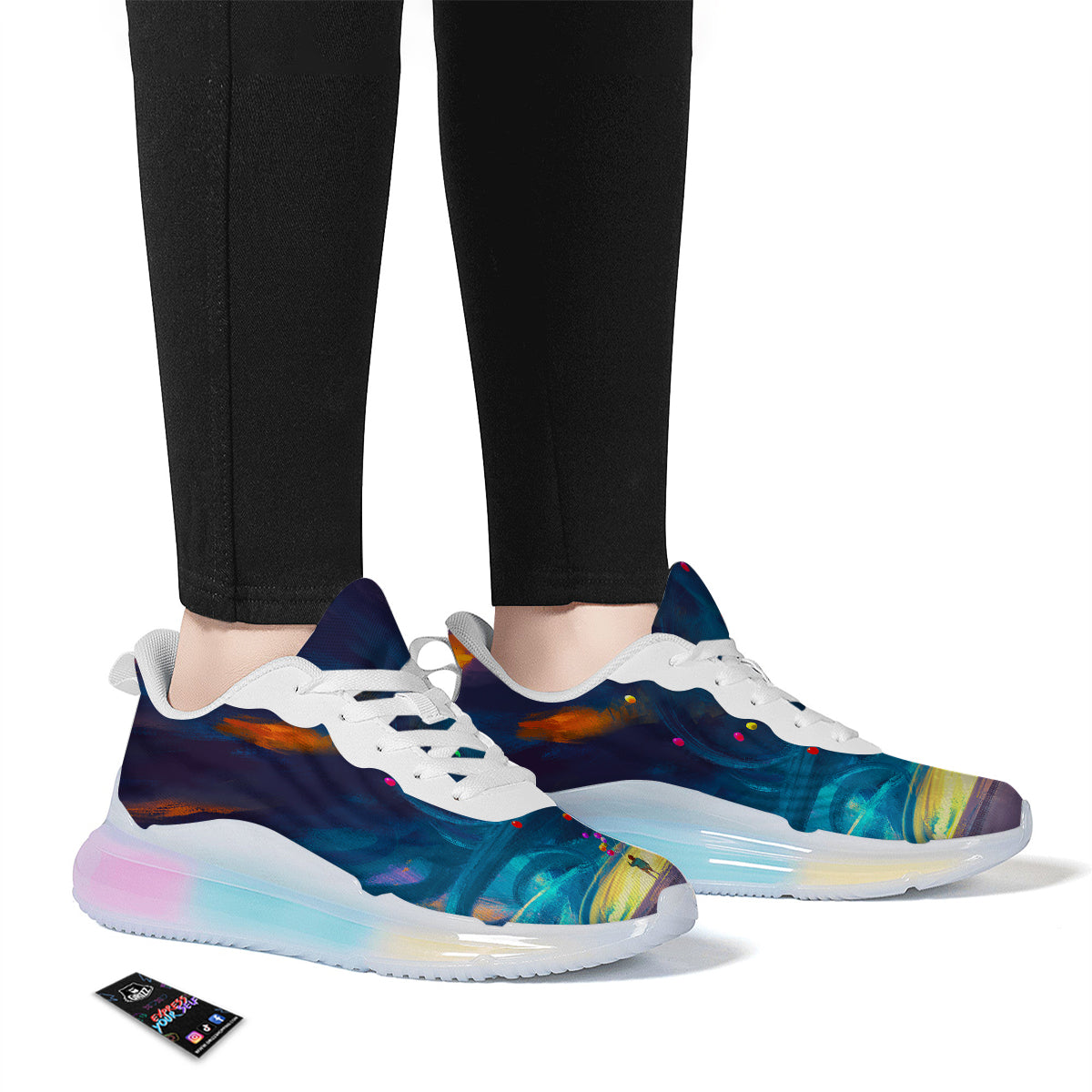 Watercolor Balloons And Storm Print Running Sneakers-grizzshop