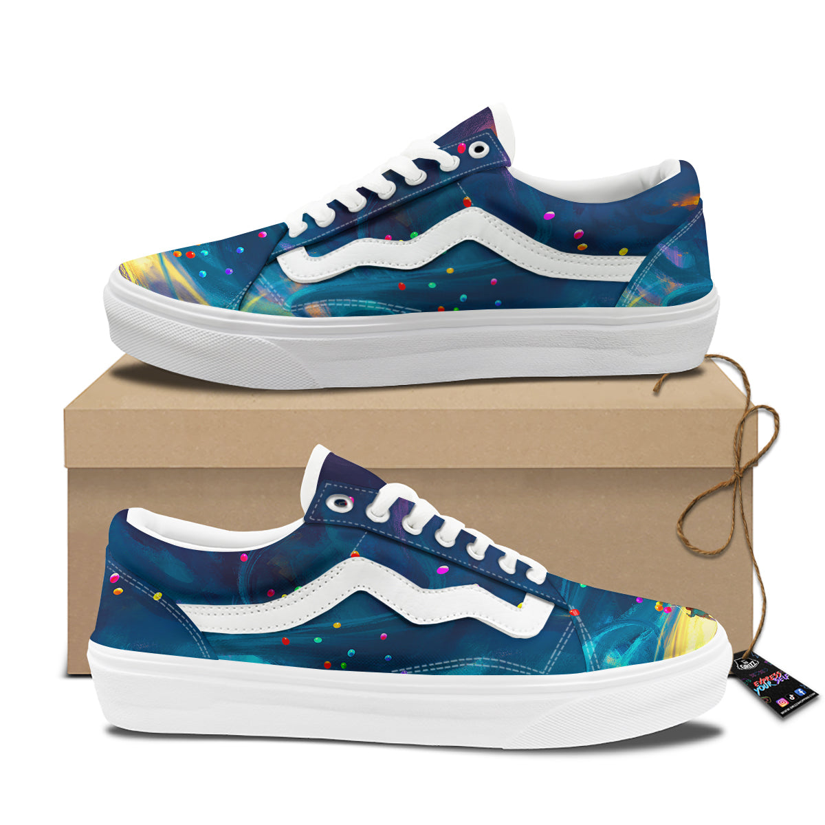 Watercolor Balloons And Storm Print Skate Shoes-grizzshop