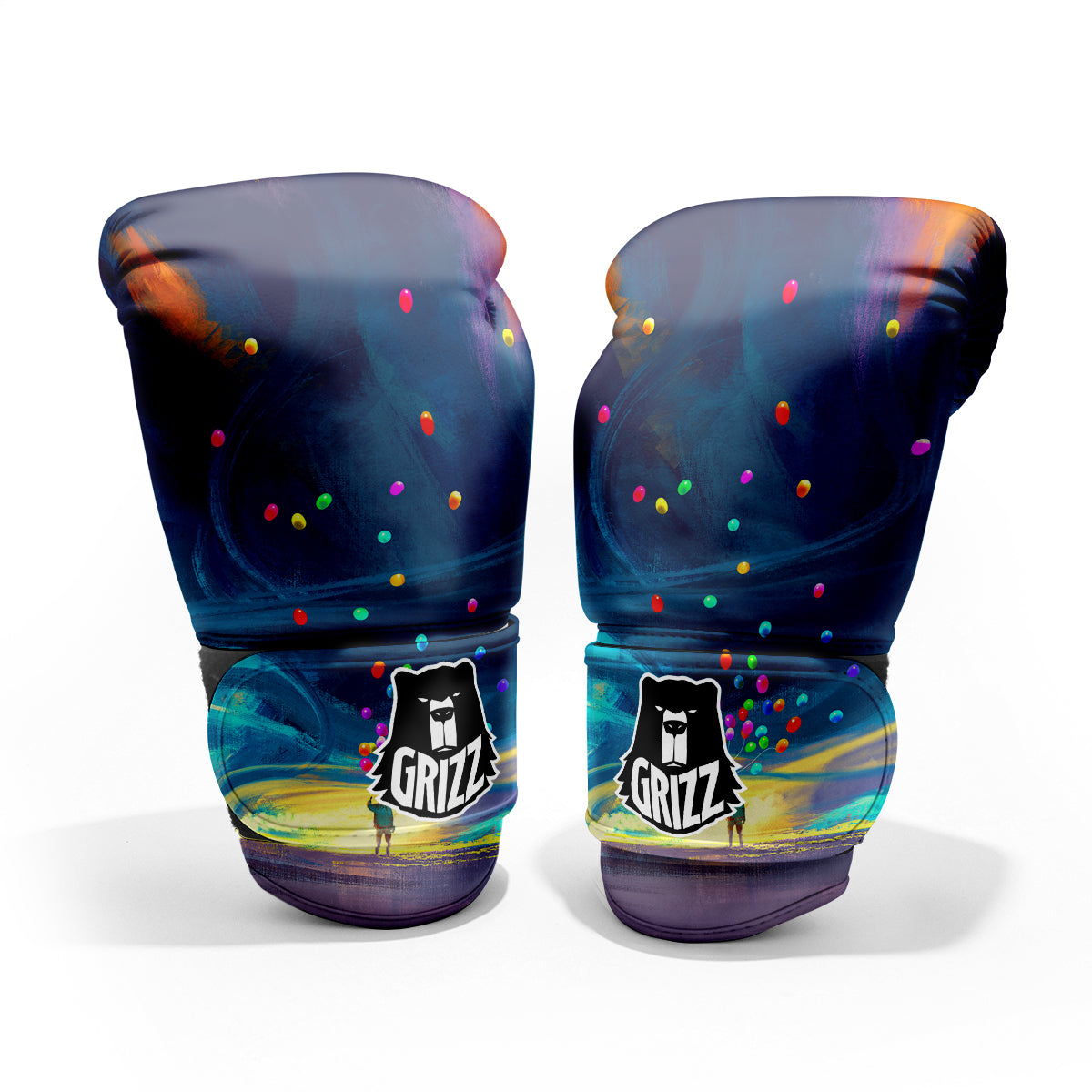 Watercolor Balloons And Storm Print Pro Boxing Glove