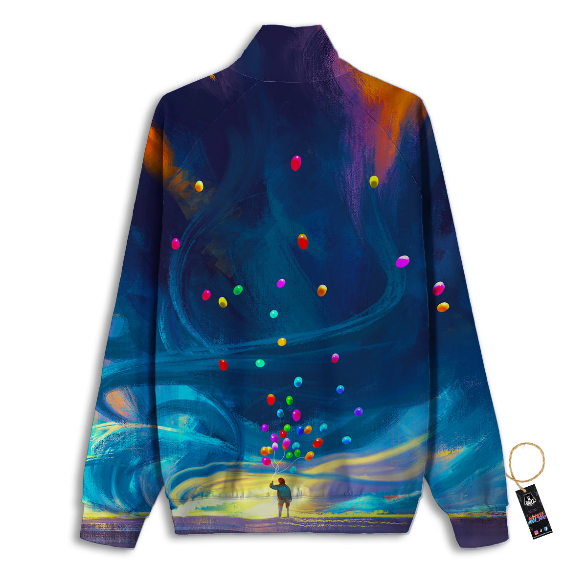 Watercolor Balloons And Storm Print Track Jacket-grizzshop