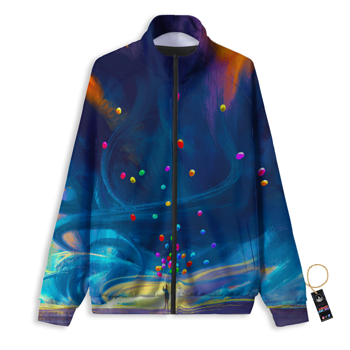 Watercolor Balloons And Storm Print Track Jacket-grizzshop
