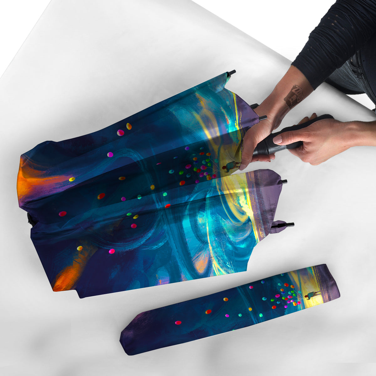 Watercolor Balloons And Storm Print Umbrella-grizzshop