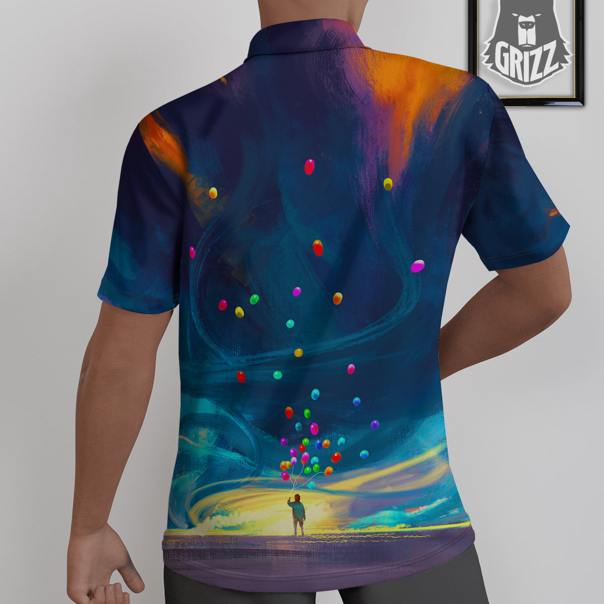 Watercolor Balloons And Storm Print Untucked Shirts-grizzshop
