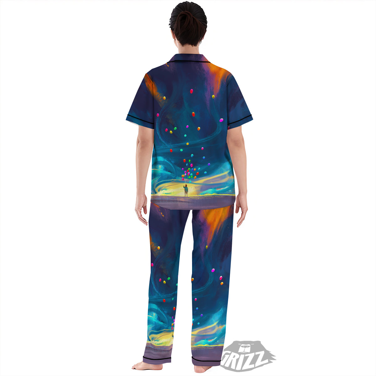 Watercolor Balloons And Storm Print Women's Pajamas Set-grizzshop