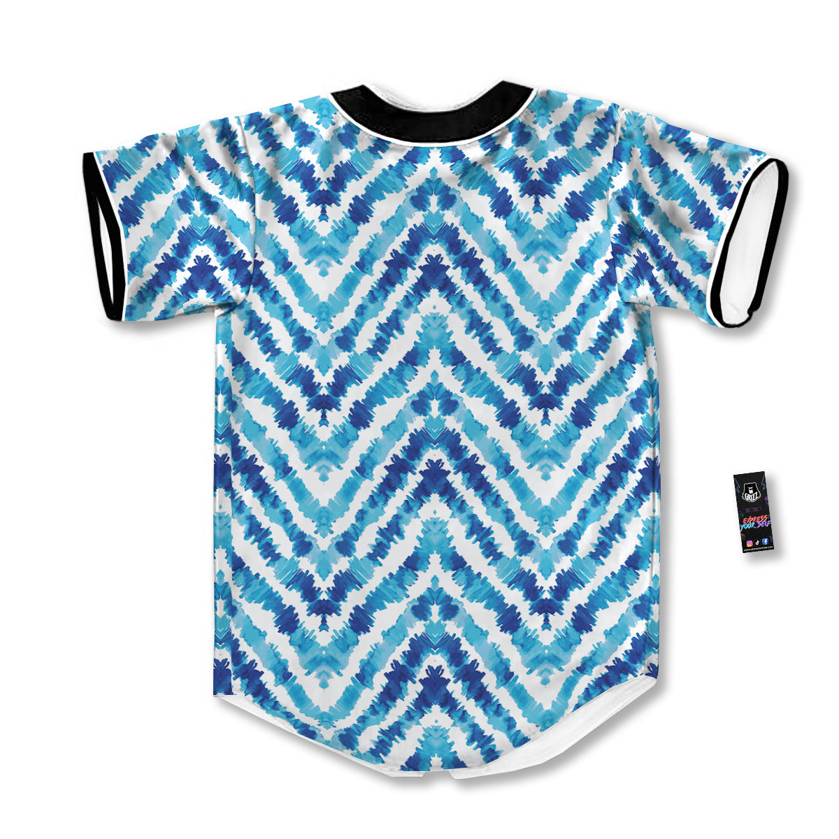 Watercolor Blue Zigzag Print Pattern Baseball Jersey-grizzshop