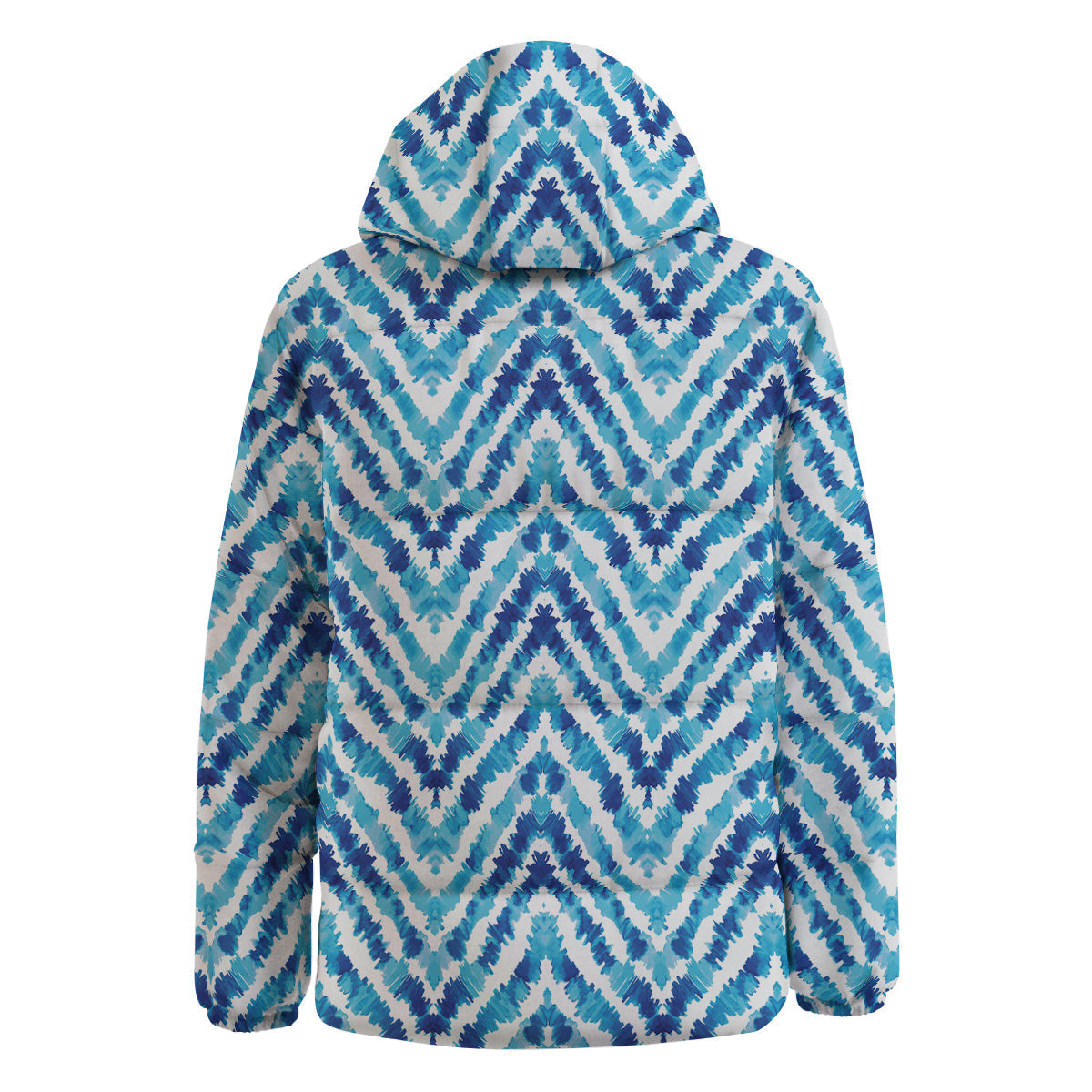 Watercolor Blue Zigzag Print Pattern Down Jacket-grizzshop