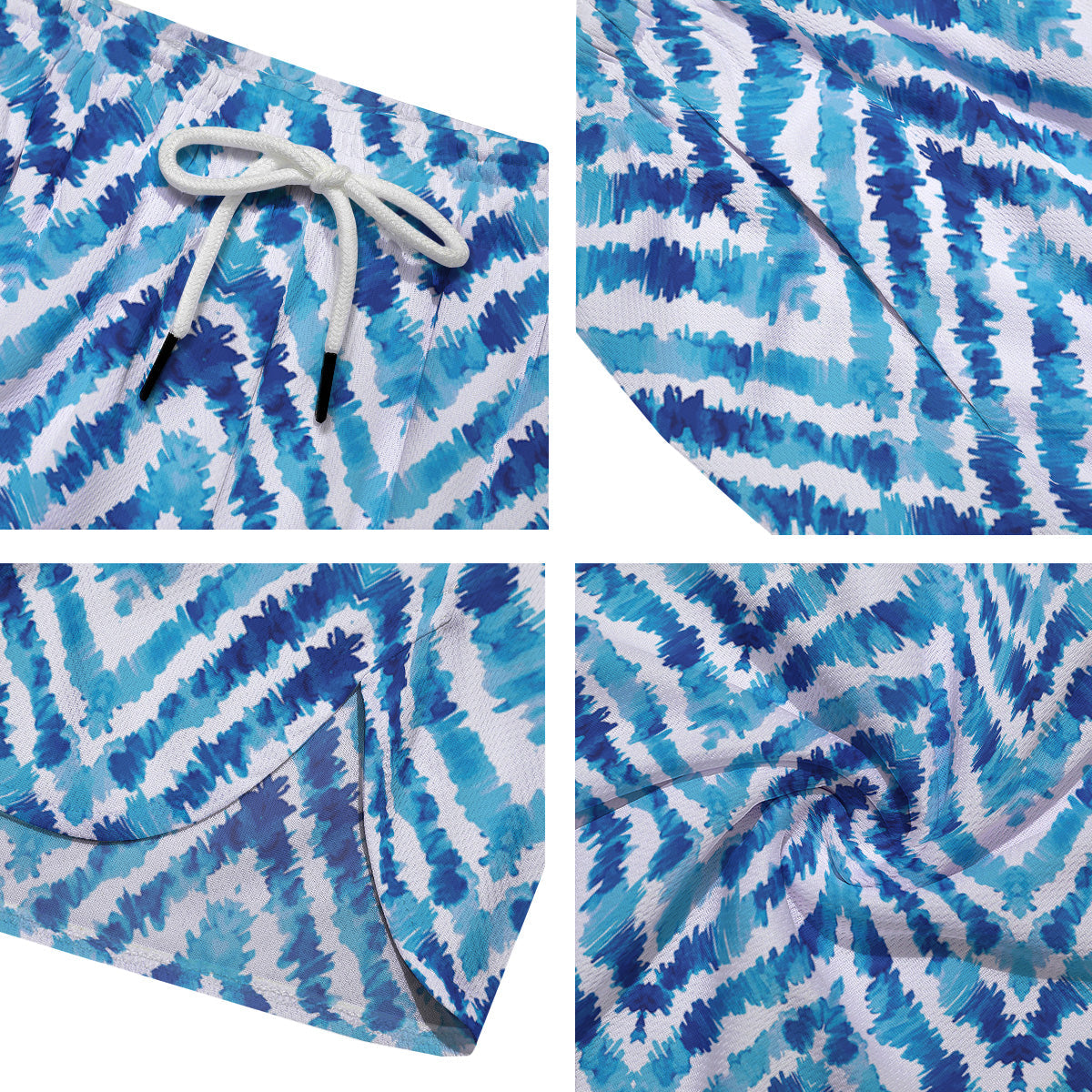 Watercolor Blue Zigzag Print Pattern Men's Running Shorts-grizzshop