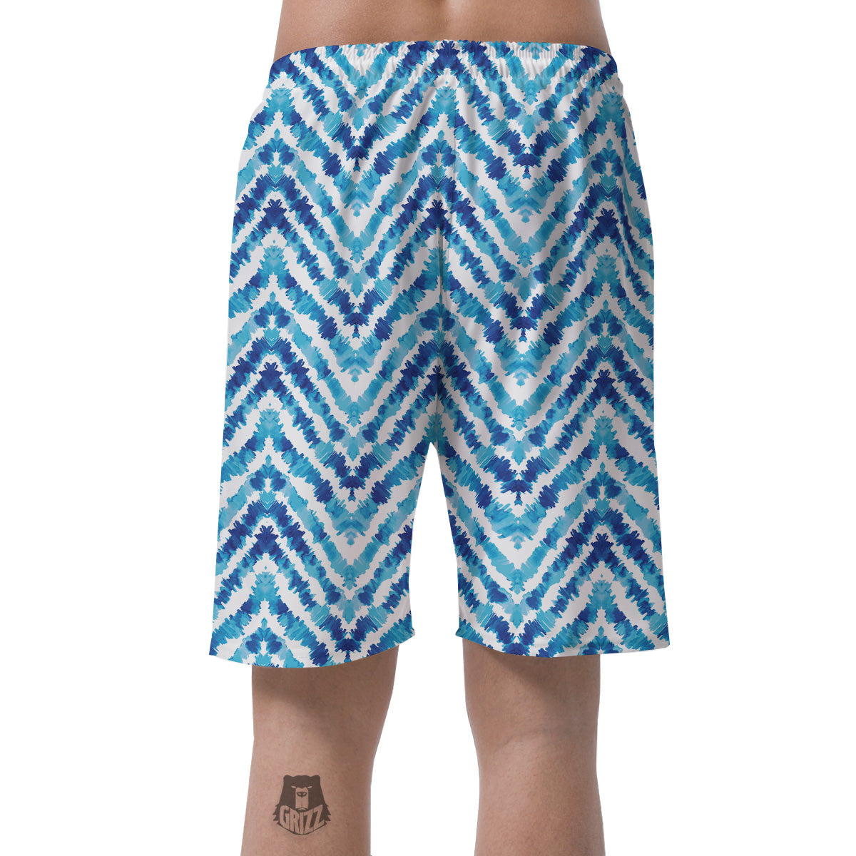Watercolor Blue Zigzag Print Pattern Men's Shorts-grizzshop