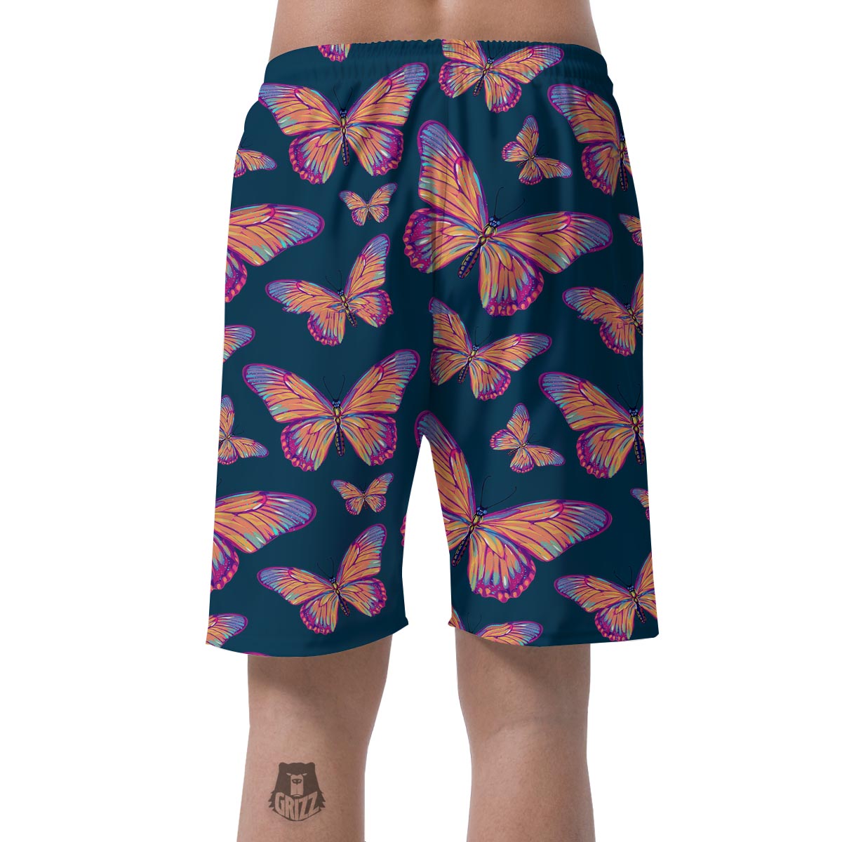 Watercolor Butterfly Print Men's Shorts-grizzshop