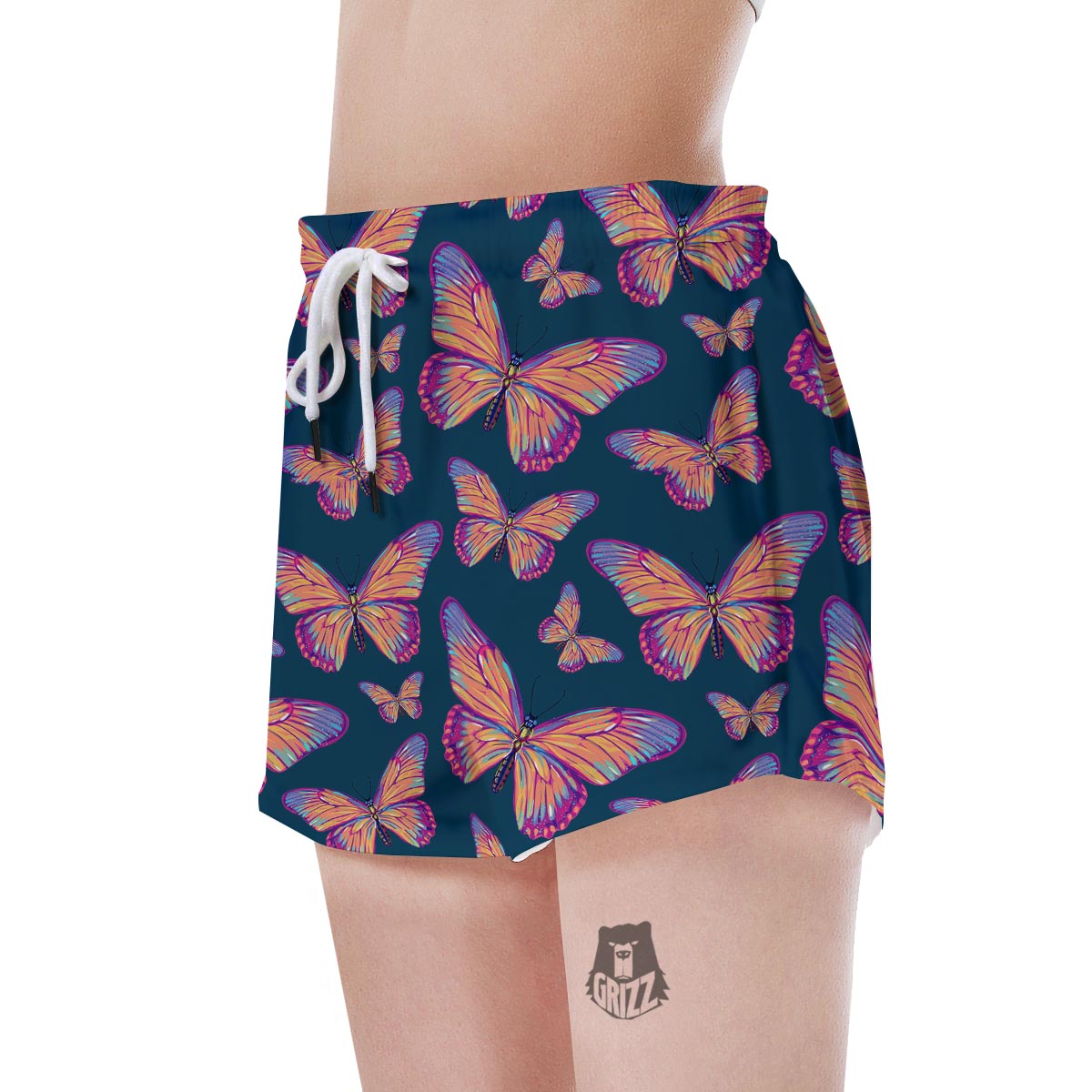 Watercolor Butterfly Print Women's Shorts-grizzshop