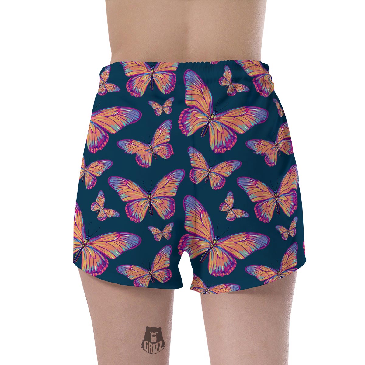 Watercolor Butterfly Print Women's Shorts-grizzshop